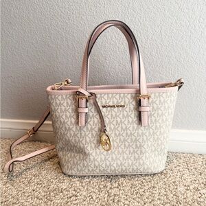 Michael Kors powder Blush and cream Jet Set XS tote